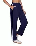 Jahetuul Jogging Femme Coton Pantalon Sport Femme Décontracté à Rayures Survetement Femme avec Poche Taille Elastique Pantalon Jogging Sportswear Respirant pour Running Fitness Training