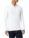 Armani Exchange Polo piqué à Manches Longues, Blanc, Medium Homme