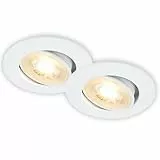 BRILONER - Set de 2 spots LED encastrables 230V plats, orientables, lumière blanche chaude, spot encastrable, spots LED, spots de plafond, spot encastrable extra plat, 8x3,2 cm, blanc