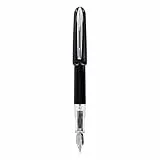 Waterman Kultur Stylo plume Noir avec bordure chromée Pointe fine Encre bleue