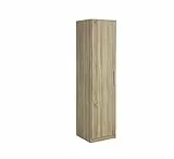 Rauch Möbel Minosa, Armoire à Chaussures avec Portes Coulissantes Et Miroir Blanc 2 Portes, Comprend Un Pack d'Accessoires Basic 7 Étagères, 1 Cintre Extensible, 41 X 47 X 197 Cm, Chêne Sonoma