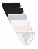 Amazon Essentials Culotte en Coton Taille Haute (Disponible en Grande Taille), Respirant Femme, Lot de 6, Multicolore/Chiné/Rayures, 38
