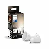 Philips Hue White, Lot de 2 Ampoules connectée GU10, lumière Blanche Douce, Compatible Bluetooth, contrôle Vocal avec Alexa, Apple Home et Google Assistant, Blanc