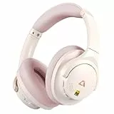 1Mii Y8+ Casque Bluetooth sans Fil à Réduction de Bruit Active Hybride, Son LDAC Hi-Res Audio, 75H d'Autonomie, EQ in App, Confortable et Pliable Casque Over-Ear - Beige Rose
