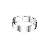ChicSilver Bague Réglable Femme Argent Anneau 5 mm Bagues Ajustable Large