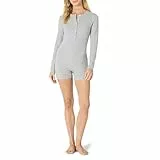 Amazon Essentials Combinaison Courtes à Manches Longues en Coton Mélangé Côtelé Femme, Gris Medio Mezcla, L