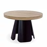Menzzo Table Ronde Extensible Henriette Chêne Clair Pieds Noir