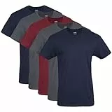 Gildan Crew G1100 T-Shirt sous-vêtement, Bleu Marine/Anthracite/Rouge Cardinal (Lot de 5), Homme