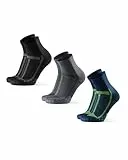 DANISH ENDURANCE Chaussettes de Running Longue Distance, Anti-Ampoules, Soutien Voûte Plantaire, 3 Paires, Multicouleurs (1x Blue/Jaune, 1x Gris/Noir, 1x Noir/Gris), 43-47