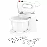Bosch MFQ2600W CleverMixx Batteur, 375 W, bol avec support, 4 niveaux, blanc/rouge