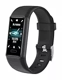 Cloudpoem Bracelet Connecté Femme Homme Enfant Podometre Marche Cardiofrequencemetre Montre Connectée Sport Etanche IP68 Suivi Sommeil Calories Distance Notification Chronomètre pour Android iOS Noir