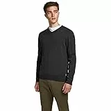 JACK & JONES Pull en Maille Col en V Dark Grey Melange L Dark Grey Melange L
