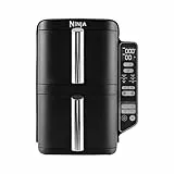 Ninja Double Stack Air-Fryer, Friteuse verticale sans huile à 2 tiroirs, 4 niveaux cuisson, 2 tiroirs et 2 grilles, design compact, capacité de 7,6L, 6 fonctions de Cuisson, 6 portions, gris SL300EU