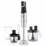 Moulinex Mixeur Plongeant InfinyForce Pro 1200W, Lames Powelix résistantes, 5 Fonctions, Vitesse ajustable, Hachoir, Fouet, Verre Doseur, Kit Accessoires, Compatible lave-vaisselle, DD95JD10