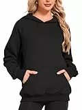 Timuspo Sweat à capuche pour femme - Confortable - En coton - Décontracté - Couleur unie - Basique - Manches longues - Avec capuche - Tendance - Automne, Noir , XL