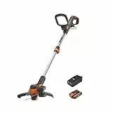 Worx Coupe Bordure sans Fil avec Batterie Ø30cm WG163E.2 Coupe-Herbe Débroussailleuse Batterie Électrique avec 1pc 2.0Ah 20V Powershare 1.65mm 3m Fil Tête Rotative à 90° Manche Télescopique