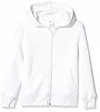 Amazon Essentials Sweatshirts à Capuche en Polaire avec Fermeture Éclair Garçon, Blanc, 6-7 Ans