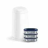 Angelcare Poubelle à Couches + 3 Recharges Anti Odeurs/Grande Capacité Antibactérien Usage Simple Dress Up, Blanc