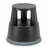 Marchepied Tabouret Mobile à roulettes avec Blocage Automatique – 2 marches antidérapantes Hauteur 43 cm, Plastique renforcé incassable, Charge 150 kg, Noir Certifié TUV - GS