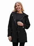 SaphiRose Poncho de pluie imperméable à capuche pour homme, femme, adulte, noir, taille unique