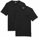 Amazon Essentials T-shirt coupe droite à encolure ronde et manches courtes, avec poche Homme, Lot de 2, Noir, XL