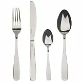 BERGNER Limoges - Ensemble Complet 24 Couverts - 6 cuillères - 6 fourchettes - 6 cuillères à Dessert - 6 Couteaux - - Fabriqué en Acier Inoxydable Robuste - Finition Miroir - Facile à Nettoyer