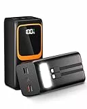 50000 mAh Power Bank avec câble intégré : Batterie Externe de Charge Rapide de 22,5 W avec Grande capacité, Chargeur Portable avec Lampe de Poche LED et 7 Sorties et 3 entrées. MP3 with