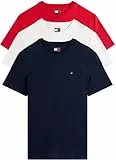Tommy Jeans T-Shirts Manches Courtes Lot de 3 Homme en Coton, Multicolore (Ecru/Dark Night Navy/Sphre Red), XL