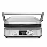 Cuisinart 6-en-1 Grill, Griddle & Gaufrier Grill de contact, Griddle, Plaques à gaufres | Plaques réversibles antiadhésives | Affichage numérique | SearBlast® | Charnière réglable