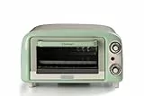 Ariete 3919 Four Électrique Vintage, Capacité 10L, Pour Cuire ou Réchauffer des Aliments, Température jusqu'à 230°, Minuterie 60 minutes, Grille en acier inoxydable, 800W, Double Verre, Vert