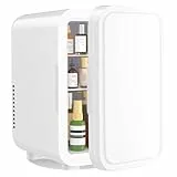 YASHE Mini réfrigérateur, 6 litres/8 canettes 220-240 V AC/DC Réfrigérateur thermoélectrique portable pour chambre à coucher, soins de la peau, boissons, bureau, dortoir et voiture, blanc
