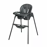 Bebeconfort Meely Plus, chaise haute bébé 2-en-1, 6 mois - 3 ans, coussin rembourré, chaise enfant légère (4 kg), repose-pieds et tablette réglables, dossier inclinable d'une main, Tinted Graphite