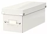 Leitz Boîte de rangement Click & Store, Format CD (14,3 x 13,6 x 35,2 cm), adapté aux CD et autres objets, Pour le bureau et la maison, Montage bouton pression, Carton recyclé à 84%, Blanc, 60410001