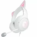 Razer Kraken Kitty V2 - Casque Filaire RGB avec Kitty Ears pour Le Jeu et Le Streaming (325 g, Triforce 40 mm Drivers, HyperClear Cardioid Mic, Surround Sound) Blanc