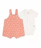 Petit Bateau A0CGB Ensemble Salopette, Abricot/Marshmallow, 0 Mois Bébé_Fille