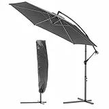 vounot® Parasol déporté hexagonale 3M avec Manivelle Anti-Retour Parasol inclinable Toile 180 gr/m2 avec protection UV Hauteur 235cm 6 Baleines en acier Inclus housse de protection Gris