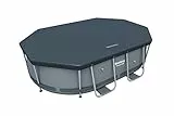 Bestway Flowclear Bâche en PVC 295 x 184 cm pour Piscine Ovale Power Steel 300 x 200 x 84 cm, Gris