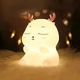Diboniur Veilleuse Enfant Rechargeable Veilleuse Bébé Lampe, 7 Couleurs LED Veilleuse Filles, Silicone Lampe de Chevet Tactile pour Enfants Adulte Chambre Décoration Nouveau-né (Cerf)