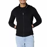 Amazon Essentials Sweat-shirt à Col Montant en Molleton, Fermeture Éclair Intégrale Homme, Noir, XL