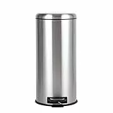 Amazon Basics Poubelle ronde à pédale, acier inoxydable, 30 L, argent, Satin