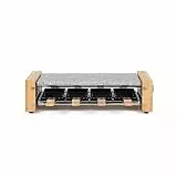 Livoo - Appareil à raclette 8 personnesDOC219 - finition bois véritable, avec gril en granite, 8 caquelons + 8 spatules en bois inclus