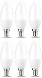 Amazon Basics Lot de 6 petites ampoules LED en forme de flamme Culot Edison à vis E14 4.9 W (équivalent 40 W) Blanc chaud Intensité non variable