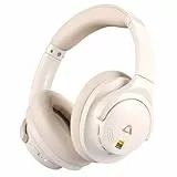 1Mii Y8+ Casque Bluetooth sans Fil à Réduction de Bruit Active Hybride, Son LDAC Hi-Res Audio, 75H d'Autonomie, EQ in App, Confortable et Pliable Casque Over-Ear - Blanc Crème