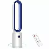 YAZEKY Ventilateur Colonne Sans Pale,24 Vitesses Ventilateur Tour Silencieux,Ventilateur de Sol Oscillant à 60,Écran LED,Minuterie De 12 Heures, Ventilateur Sur Pied Pour Chambre à Coucher (bleu)