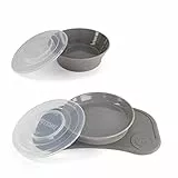 Twistshake Set Vaisselle Bébé Mini + Bol | Assiette Ventouse Bébé + Napperon Bébé (31x17cm) + Bol | Sans BPA | Assiette de Formation Alimentaire | Gris