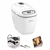 Moulinex Home Bread Baguette Machine à petits pains, 16 programmes, Résultats homogènes, Jusqu'à 1,5 kg de pain frais, Plaques croustillants, 3 niveaux de dorage OW610110, Blanc