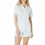 Amazon Essentials x Sofia Grainge Lot de Pyjamas à Manches Courtes Assortis Mère-Fille Femme, Bleu Pâle Larges Rayures, M