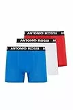Antonio Rossi 3-Pack Caleçon Boxeur, Rouge, Bleu, Blanc, XL Homme