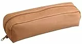 Clairefontaine 8300C -Trousse Scolaire Rectangulaire en Cuir couleur Naturel 22x5x3cm en Véritable Cuir d'Agneau - Fourniture Scolaire - Trousse Crayons de Couleurs - Etui à Crayons - Porte-Plume