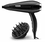 BaByliss Sèche-cheveux Turbo Smooth - Sèche-cheveux puissant de 2200W, Diffuseur large, Technologie ionique anti-frisottis, 3 réglages de température et 2 réglages de vitesse, noir, D572DE